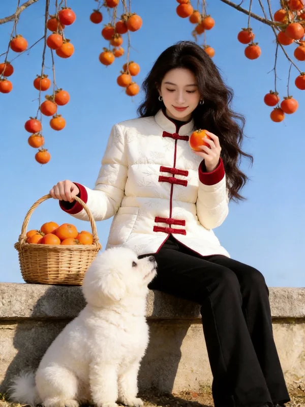 

Faionable Thiened Cotton Jaet ort Sle Women's Outerwear Korean Loose Fit Pure Color Zipper Closure Stand Collar Coat