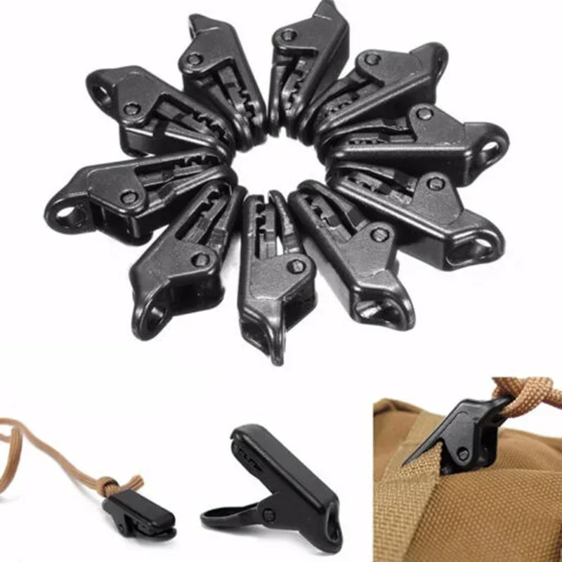 

Tent Clamp Snap Awning Survival Black Tarp Buckle Tighten Camping Connector Corner Fixing 10pcs Plastic