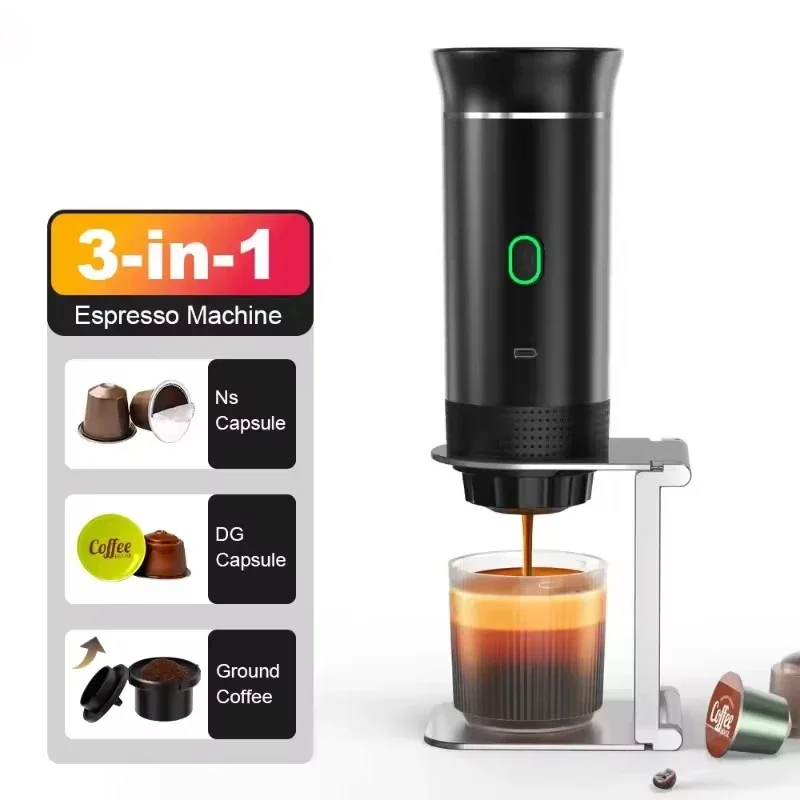 

3-in-1Coffee pot Portable Espresso Machine - Electric Coffee Grinder&Capsule Brewer,USB Rechargeable for Travel,Camping&Fa