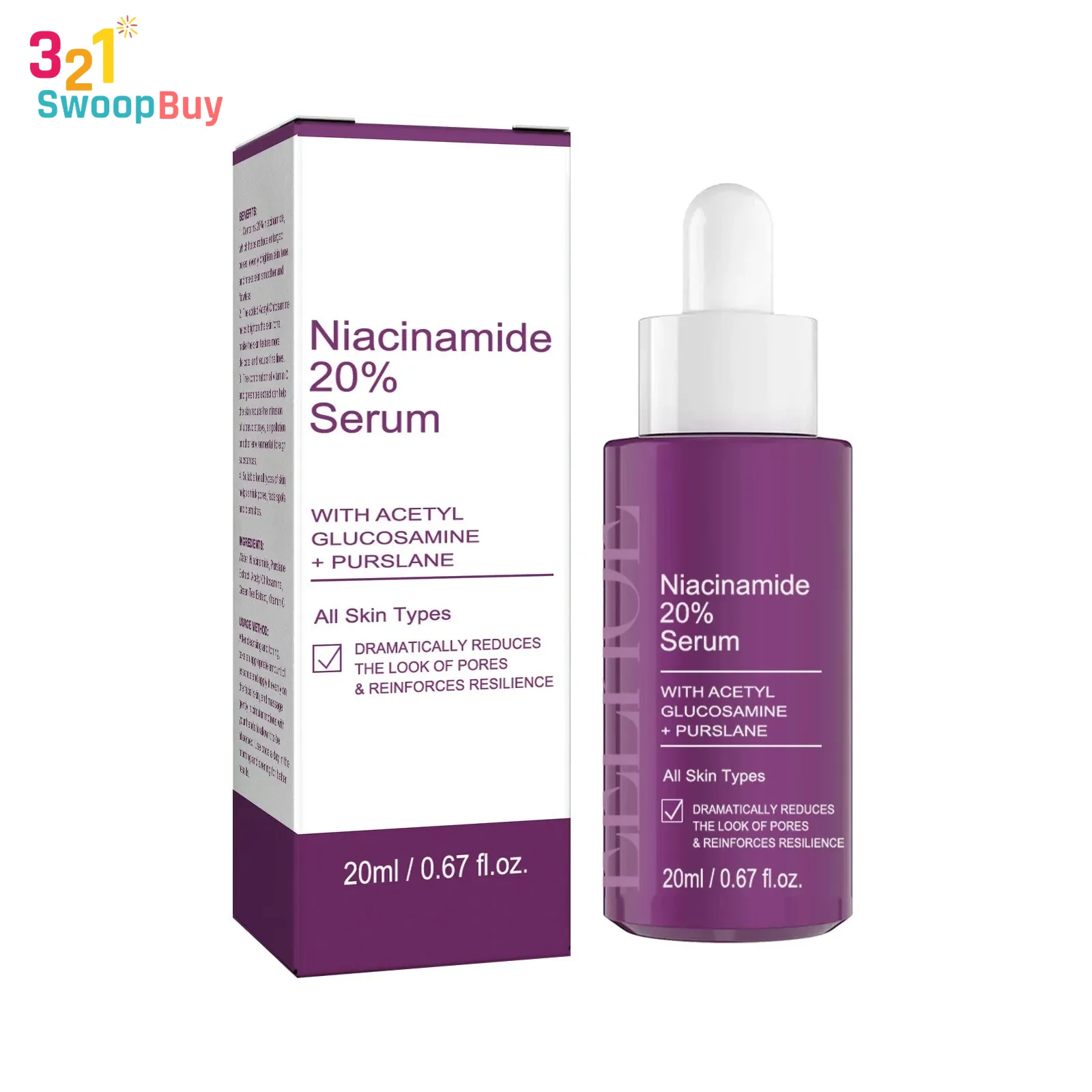 20 % Niacinamid B3 Anti-Aging-Serum zur Verfärbungsbehandlung und zur Porenminimierung, ölfreie, aufhellende Hautpflegeessenz mit 0,67 Unzen