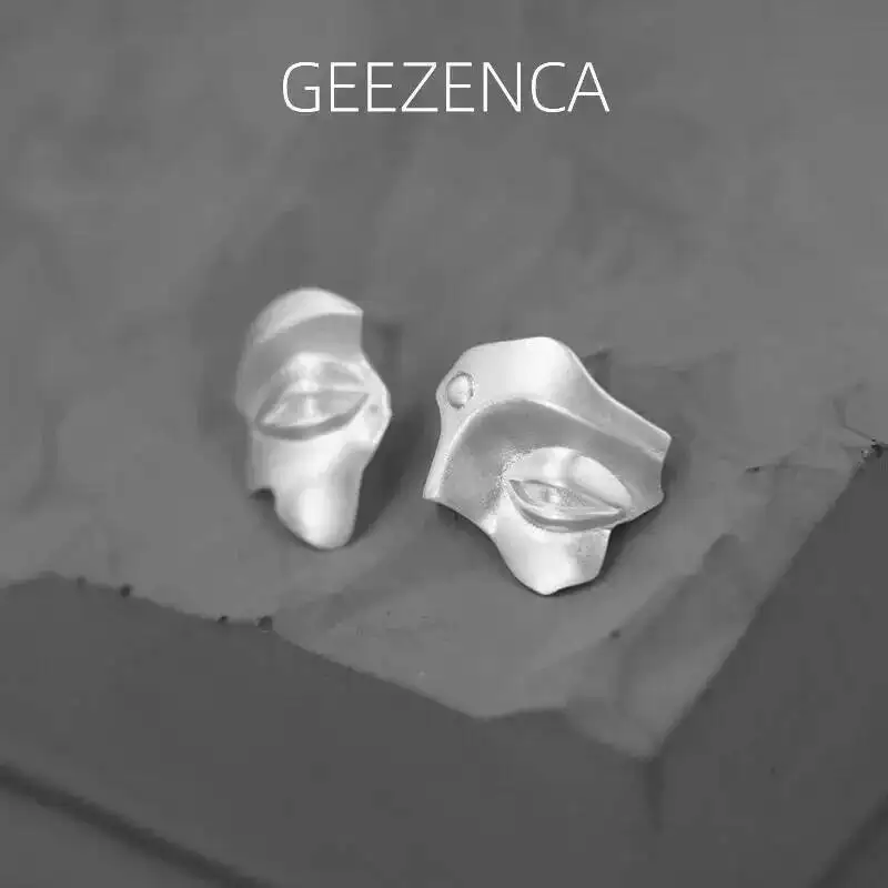 

GEEZENCA 925, серебряные статуи Будды, массивные серьги для женщин, дизайнерский стиль, Бодхисаттва, уникальные легкие серьги-гвоздики, подарок