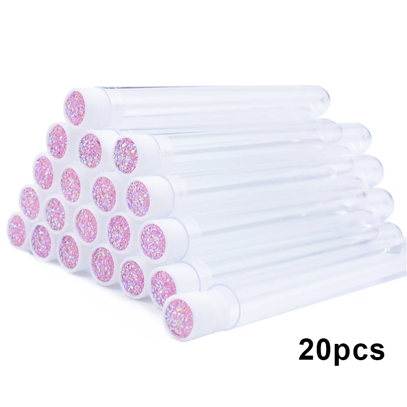 20 stücke Leere Wimpern Pinsel Rohre Wiederverwendbare Wimpern Mascara Zauberstab Container Funkelnden Lash Spoolies Kämme Staub-proof Flasche fall