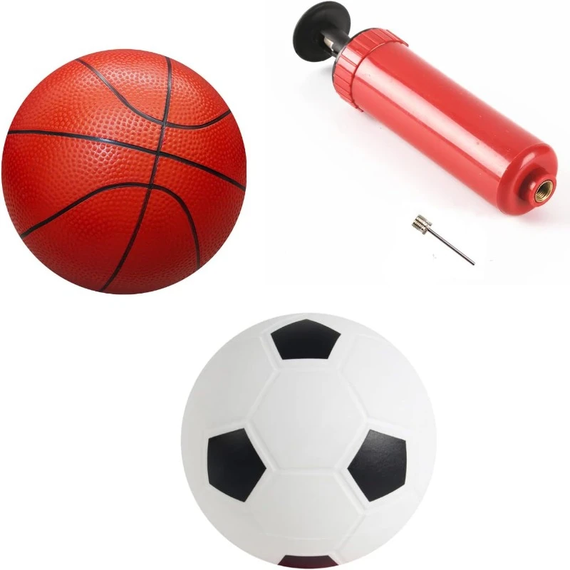 Children Mini 14cm Basketball Football Soccer Toy Pump Inflator Kids Indoor Outdoor Games Parent-Child Entertainment Sports Ball