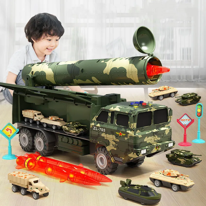 Children\'s Super Missile Car Military Truck toy launch, baby, multi-functional tank, military alloy car