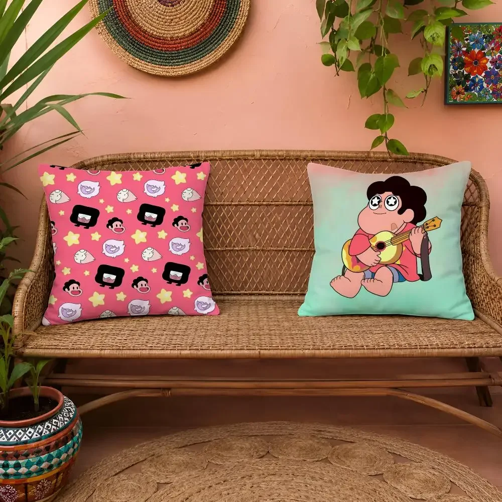 Kwaii Anime S-Steven U-Universe Cushion Cover Pillow Cover Soft Plush Fabric Removable Washable Sofa Chair Bed Decoration