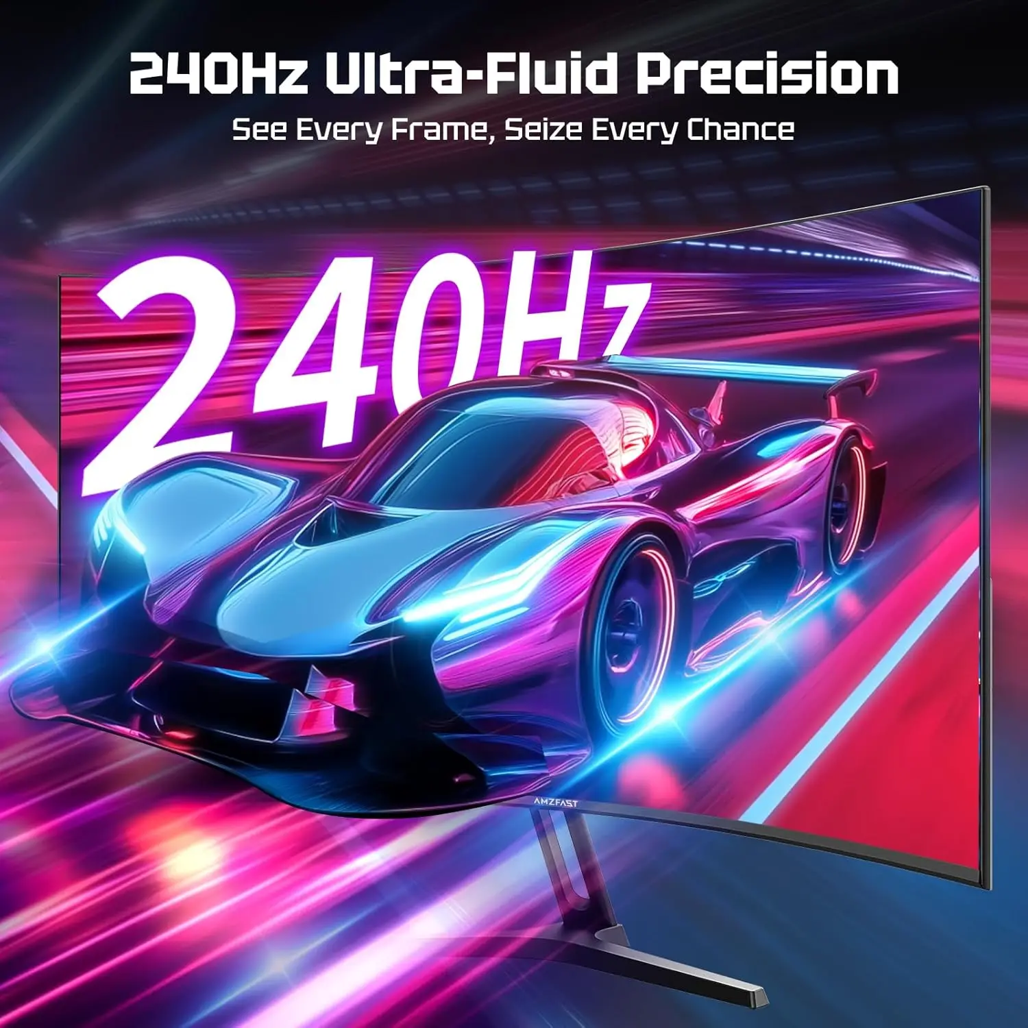 27 Inch Curved Gaming Monitor 240Hz FHD 1920x1080 1500R VA Panel 1ms 4000 1 Contrast 16 9 Display Ratio HDR
