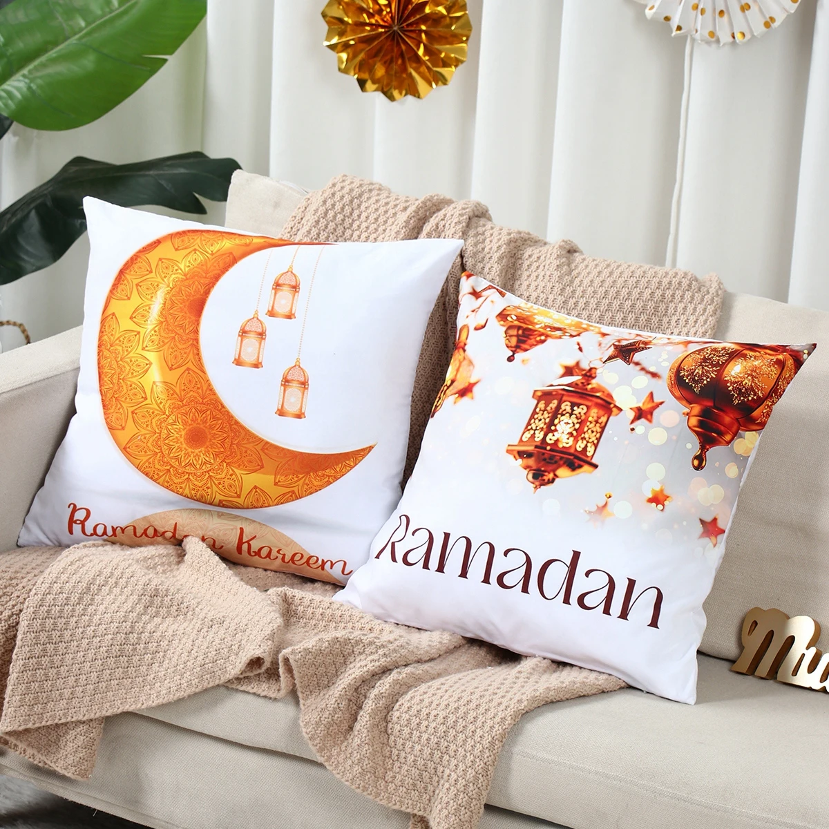 Ramadan Decoration Cushion Cover EID Mubarak Decor 2025 For Home Pillowcase Ramadan Kareem Islamic Muslim Party Eid Al Adha Gift