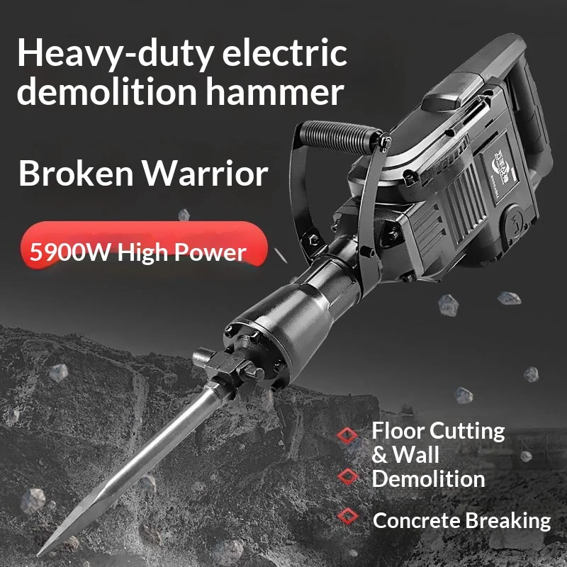 3800W Electric Pickaxe Impact Drill Heavy-Duty Industrial Use for Crushing Concrete & Gravel DIY Aluminum 1700 BPM 76J