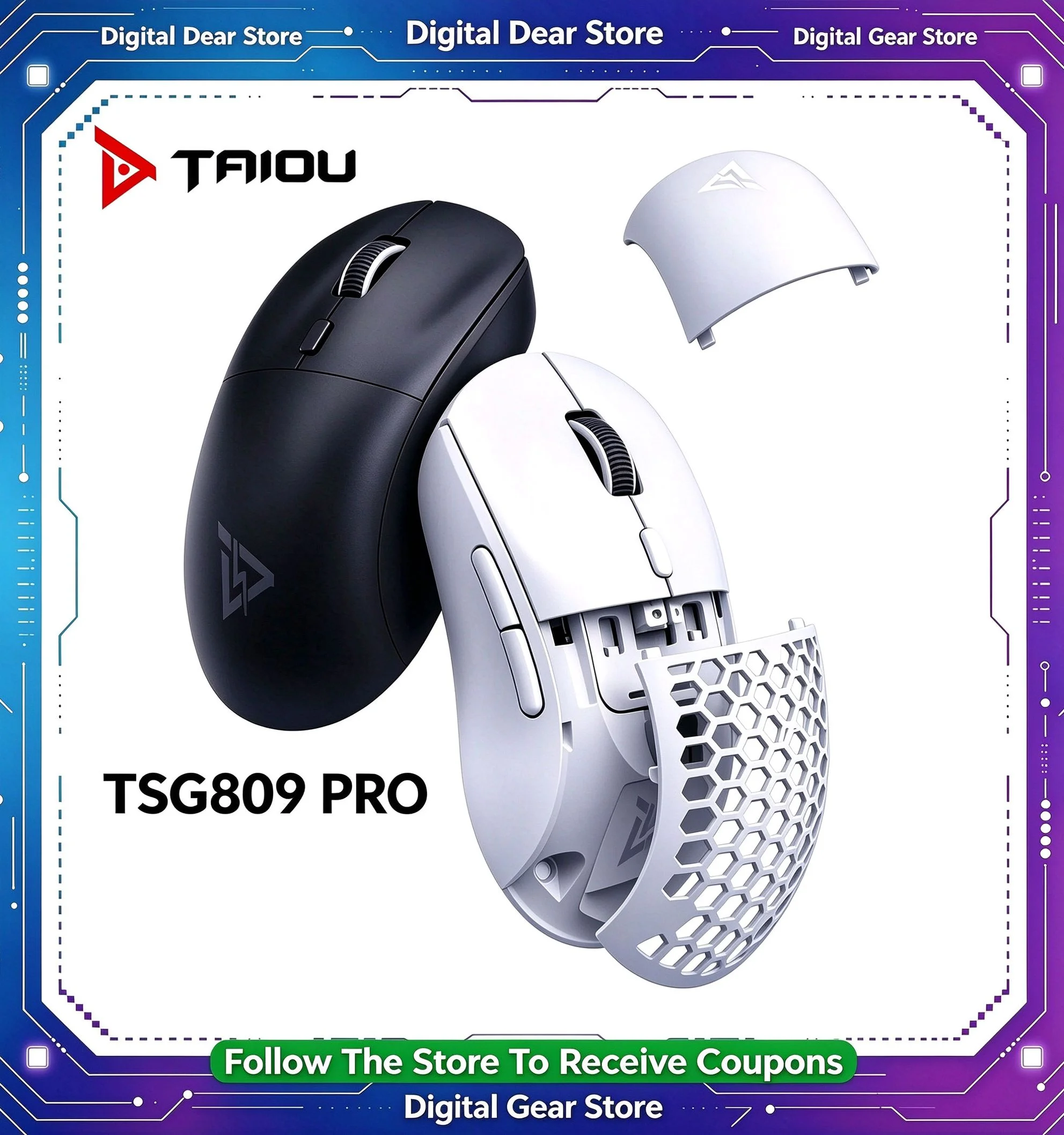 TAIDU TSG809PRO Tri Mode Wireless Gaming Mouse Lightweight DIY Interchangeable Shell Hot Swap Microswitch 16000DPI For PC Laptop
