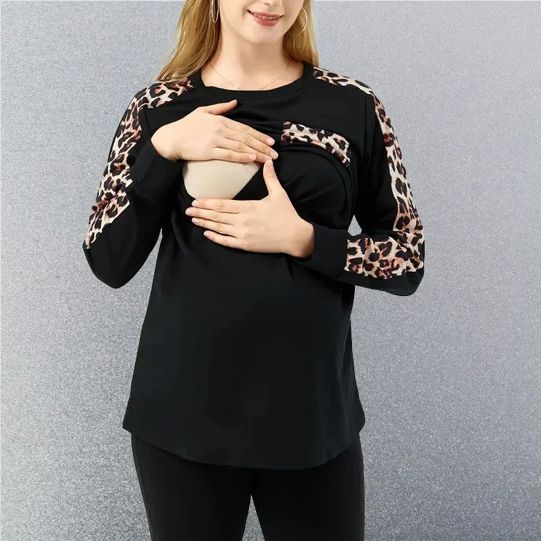 Women's Nursing Tops Shirt Sweatshirt Long Sleeves Breastfeeding Maternity Tops Nursing Pullover Casual Clothes