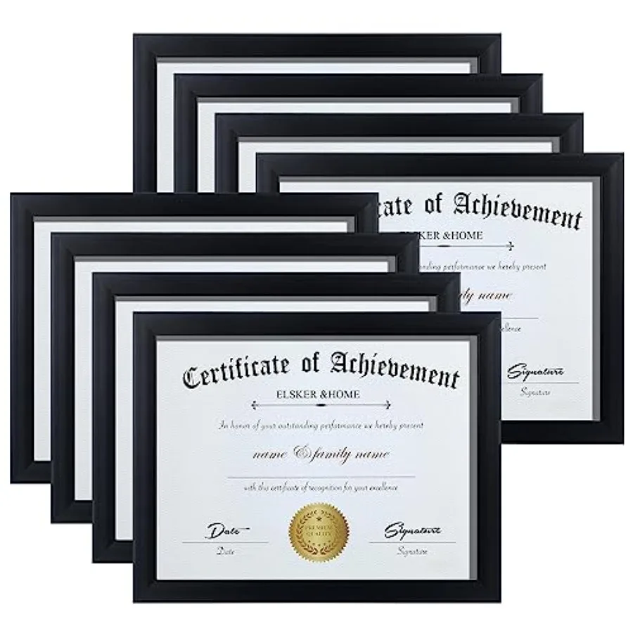 

Фоторамка 8,5 x 11 дюймов - Прочная рамка для сертификатов из древесного композита, 8 штук в упаковке - Полупрозрачное закаленное стекло - В комплекте крепеж для подвешивания и D-образные крепления.