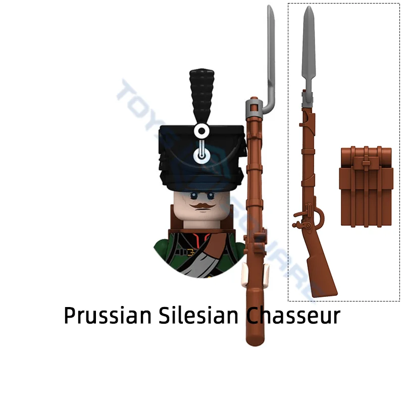 The Medieval Prussian Silesian Chasseur Skeleton Hussars Guard Grenadier Landwehr Model Blocks MOC Bricks Set Toys N021-N024