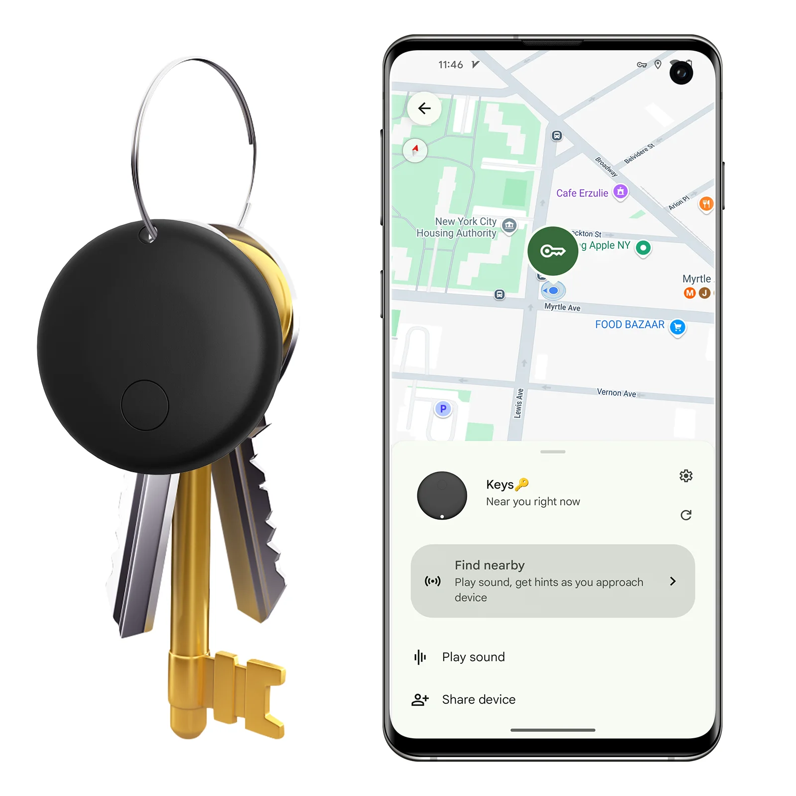 Mini Rastreador GPS Anti-perda para Android Google Find My, Localizador de Longa Distância com Voz para Malas e Chaves (Airtags)