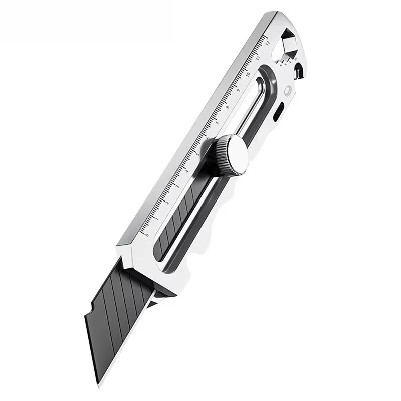 6 In 1 Multifunctional Stainless Steel Utility Knife Office Stationery Cutter Retractable 18mm Blade Art Knife All Purpose Tools