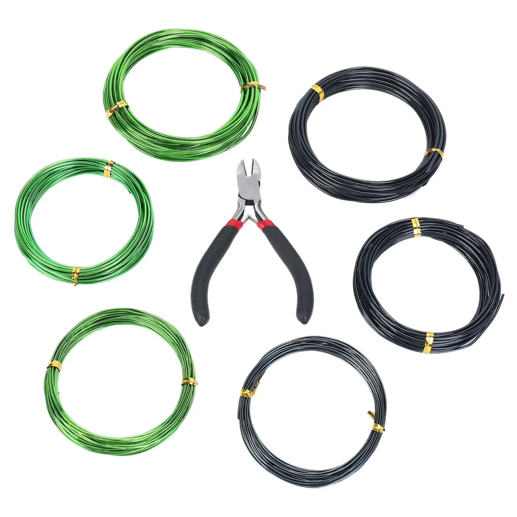 AA91 7PCS 5M Bonsai Tree Training Wires with Wire Cutter Kit Anodized Aluminum Anti-Corrosion Rust Resistant