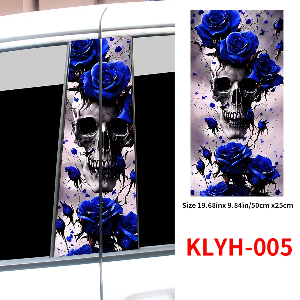 Skull and Rose Car Stickers Auto B Pillar Waterproof Funny Decoration Cover Scratches Sunscreen Car Doors Pillar Vinyl Decals