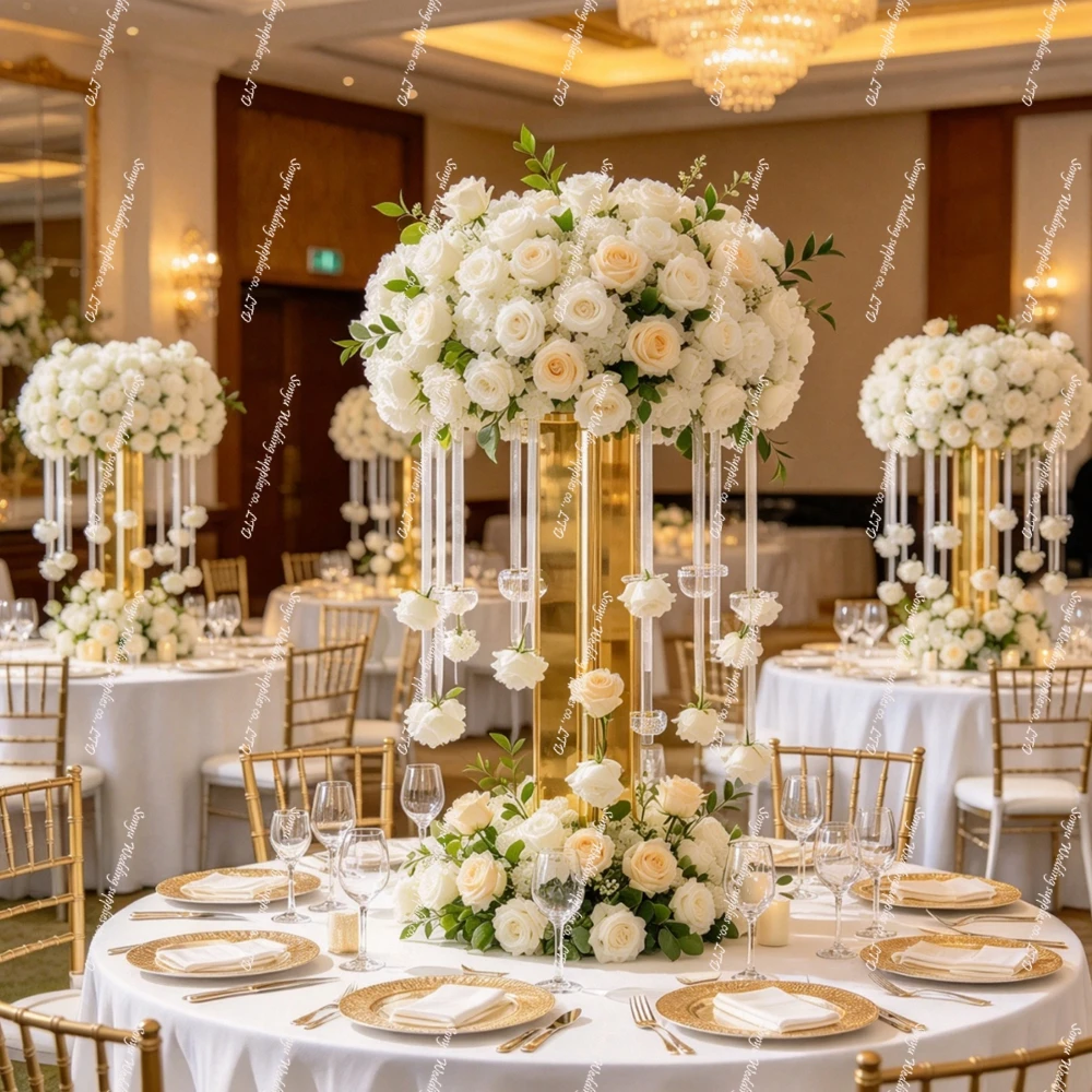 3-10psc 60-114cm Metal Arch Stand flower Display Gold Frame Backdrop Hanging Floral Display Rack Balloon candleholder cake Stand