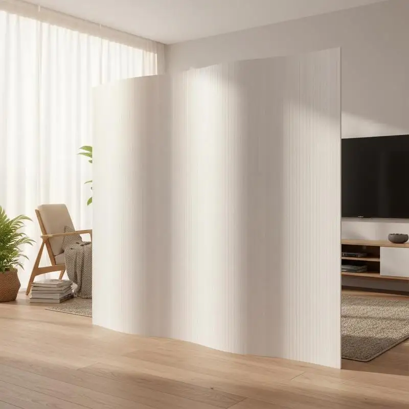 Mobile Trennwand, Weißer Bambus-Raumteiler Breite 250 cm Höhe 165 cm, biombo blanco