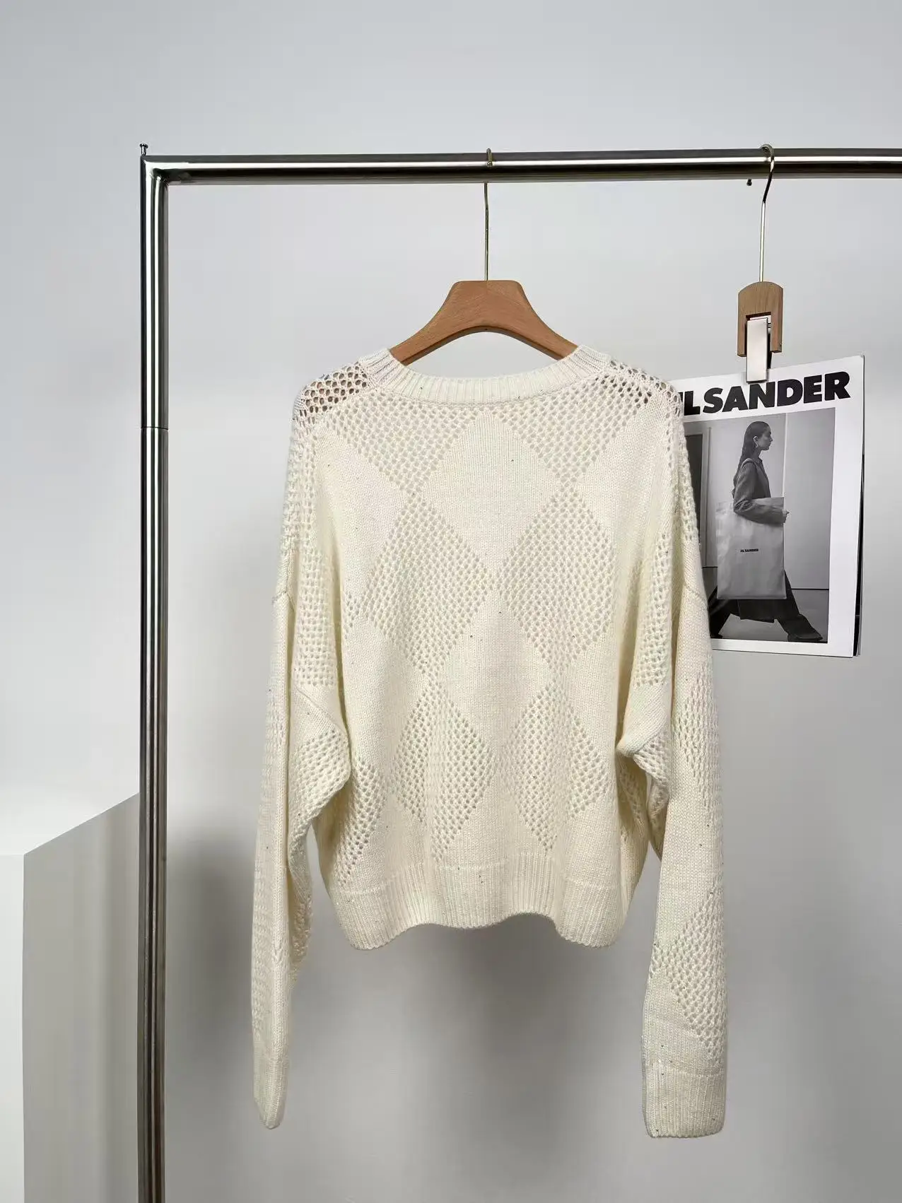 

Ele Long Sve Pure Camere Свитер Женский Высококачественный Spun Hollow iny BC Женский Faion Lazy Sle Casual Long Sve...