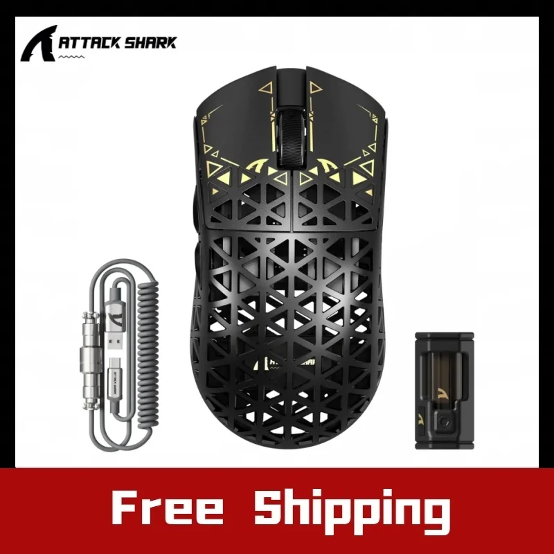 

ATTACK SHARK R5 Ultra Wireless Carbon Fiber 8KHz Hollow Mouse 42000DPPA 3950MAX Sensor Nordic 52840 Chip Macro-definedMouse