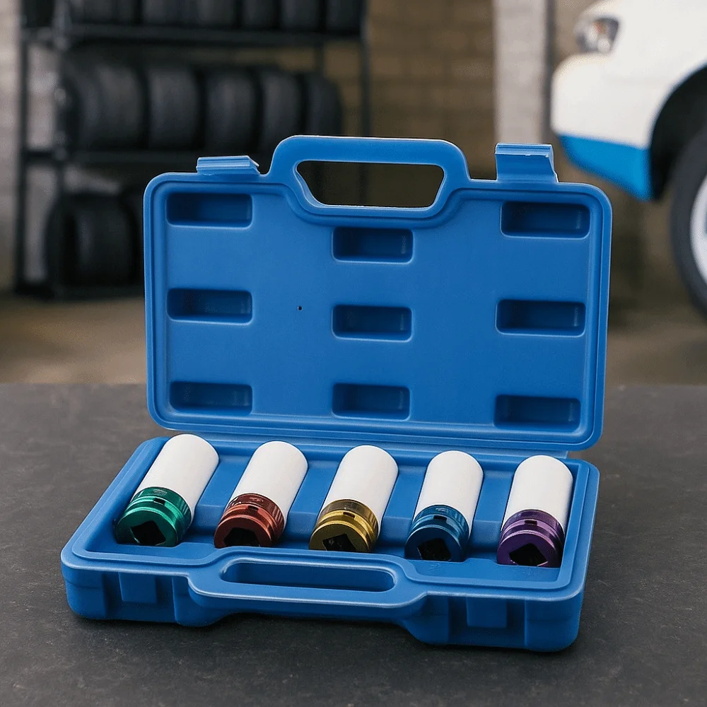 

Thin Wall Drive Wheel Protector Plastic Sleeve Metric Size Lug Nut Socket Deep Socket Color Coded Automotive Socket