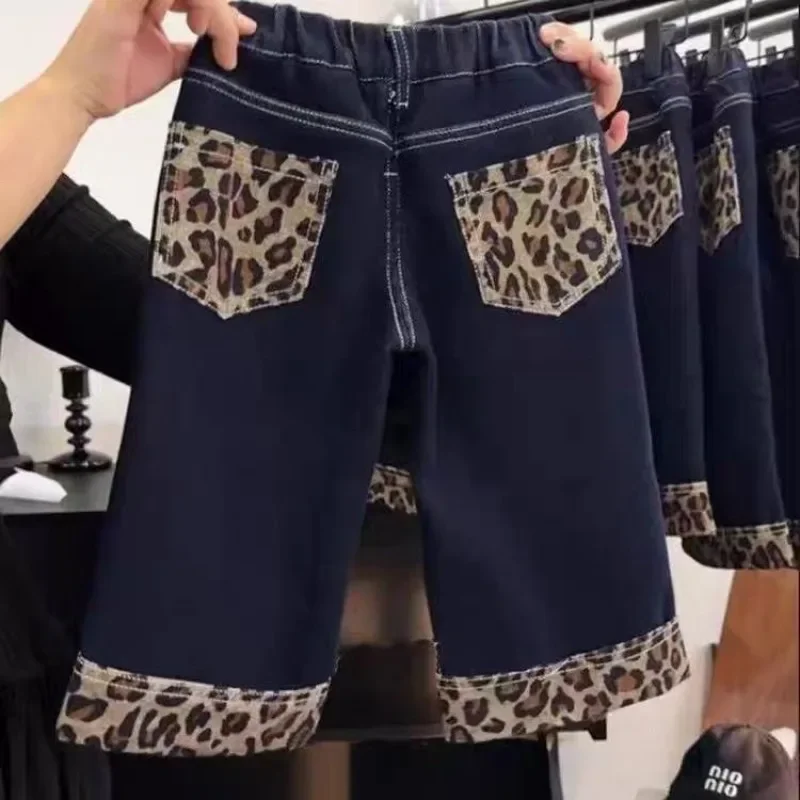 

Girls' Leopard Print Jeans Straight-Leg Winter 2025 Thickened Fleece Wide-Leg Pants Trendy Kids' Clothing