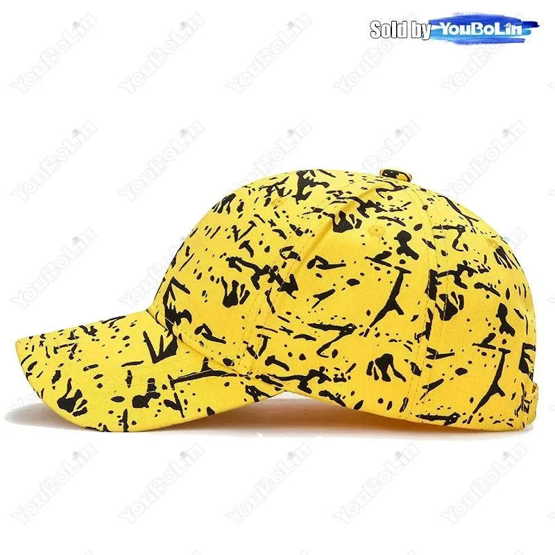 韓国版綿布ペイントドット落書きファッション帽子春と秋の若者学生トレンドサンバイザー野球帽