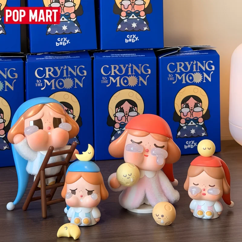 POP MART Crybaby Blind Box Crying To The Moon Serie Kawaii Puppe Figur 12 Reguläre 1 Verstecktes Modell Heimdekoration für Sammler