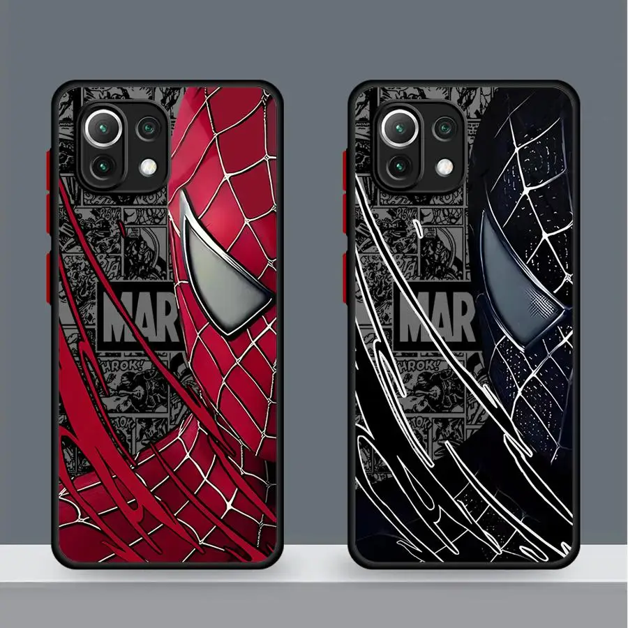 Marvel Spider Man Half Face Cool Phone Case for Xiaomi Mi 11 Lite 5G 9T 10T 12T 11T Pro 12 13 Lite 14 Pro 12X Hard PC Capa Cover