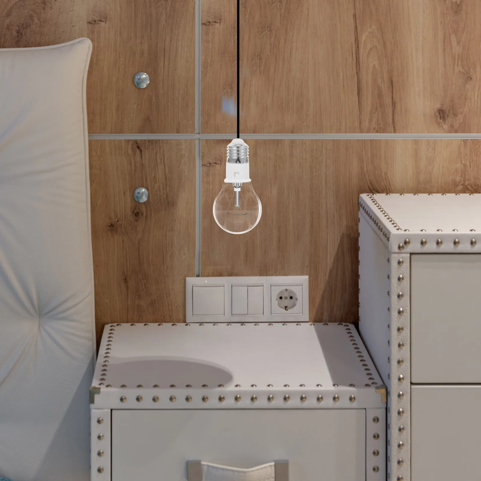 

2Pcs E27 to B22 Socket Converter Lamp Base Adapter Easy Installation for Pendant Chandeliers Office Home Light Fixture Extender