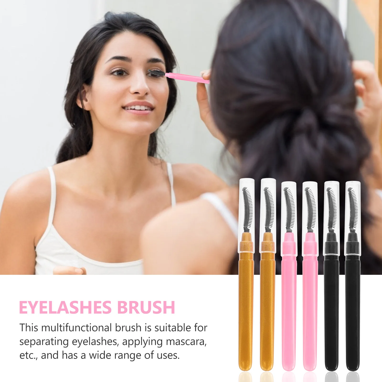 6 szt. szczoteczek do rzęs do przedłużania rzęs, miękki silikonowy aplikator, idealny do codziennego stosowania z tuszem i na wynos.