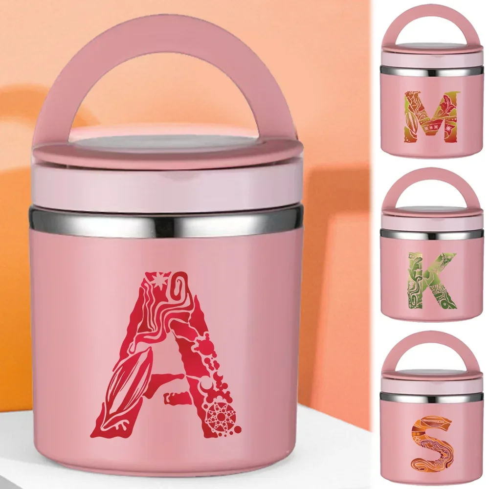 New Thermal Jar Insulated Soup Cup Children Worker Lunch Box Portable Camping Picnic Engrave Image Letter Series Bento Lunch Box