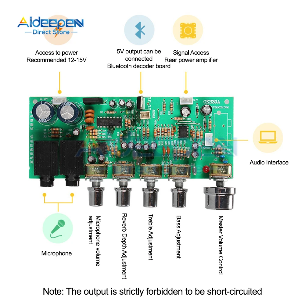 Amplificador de Baixo Ruído Painel Frontal Reverberação Board Tuning Board com Potenciômetro ac 1215v Pt2399