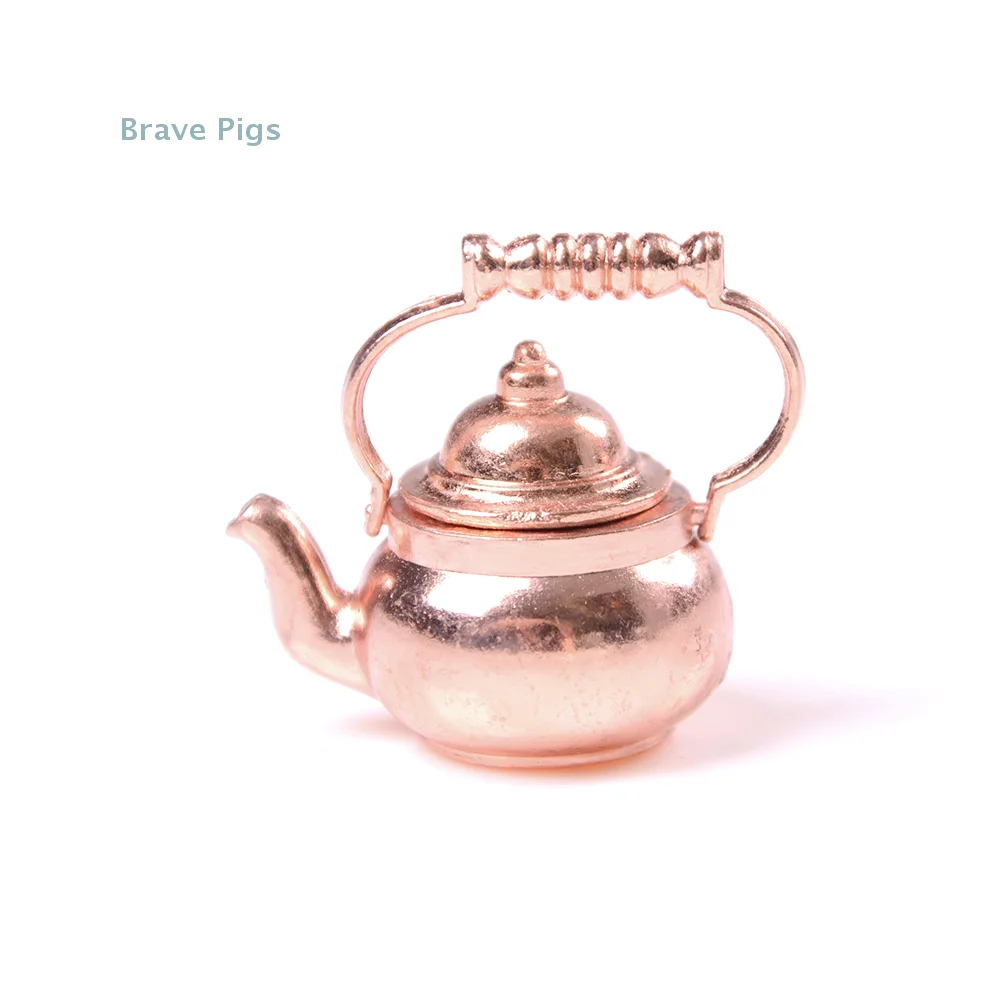 1 PC 1/12 Dollhouse Miniature Copper Tea Kettle/Tea Pot