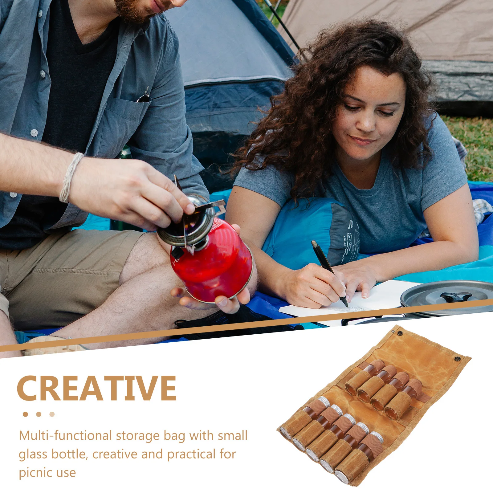 

1Set Outdoor Spice Bottle Set Portable Condiment Organizer for Camping Bbq Picnic and Convenient Use Spice Container