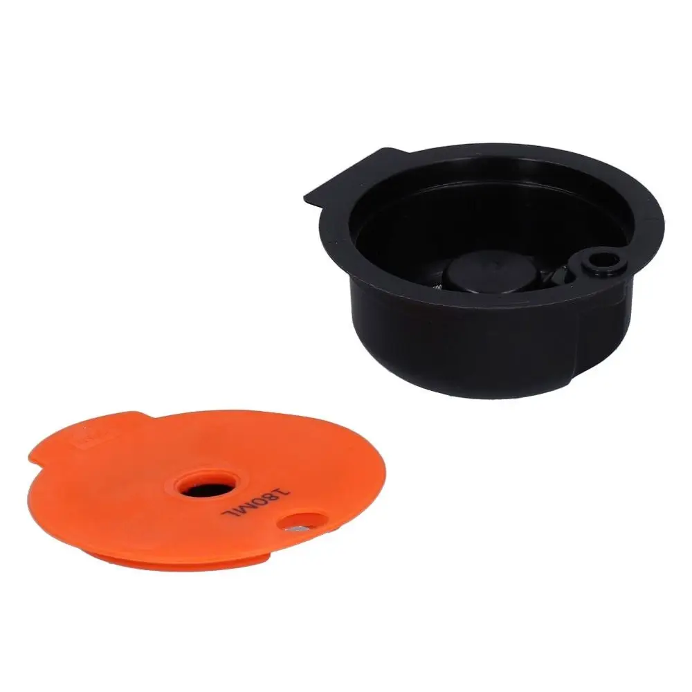 PP Reusable Coffee Capsule 304 Stainless Steel 180ML Capacity Stainless Steel Filter Orange Lids for TASSIMO