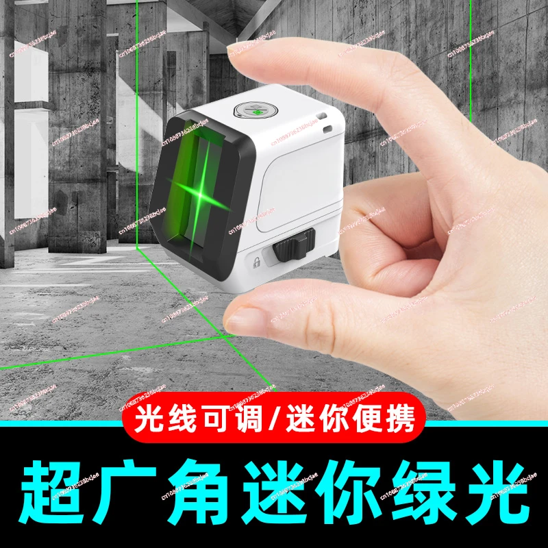 Green light level portable small laser infrared high-precision strong light thin line, two lines dry battery (large wide-angle)