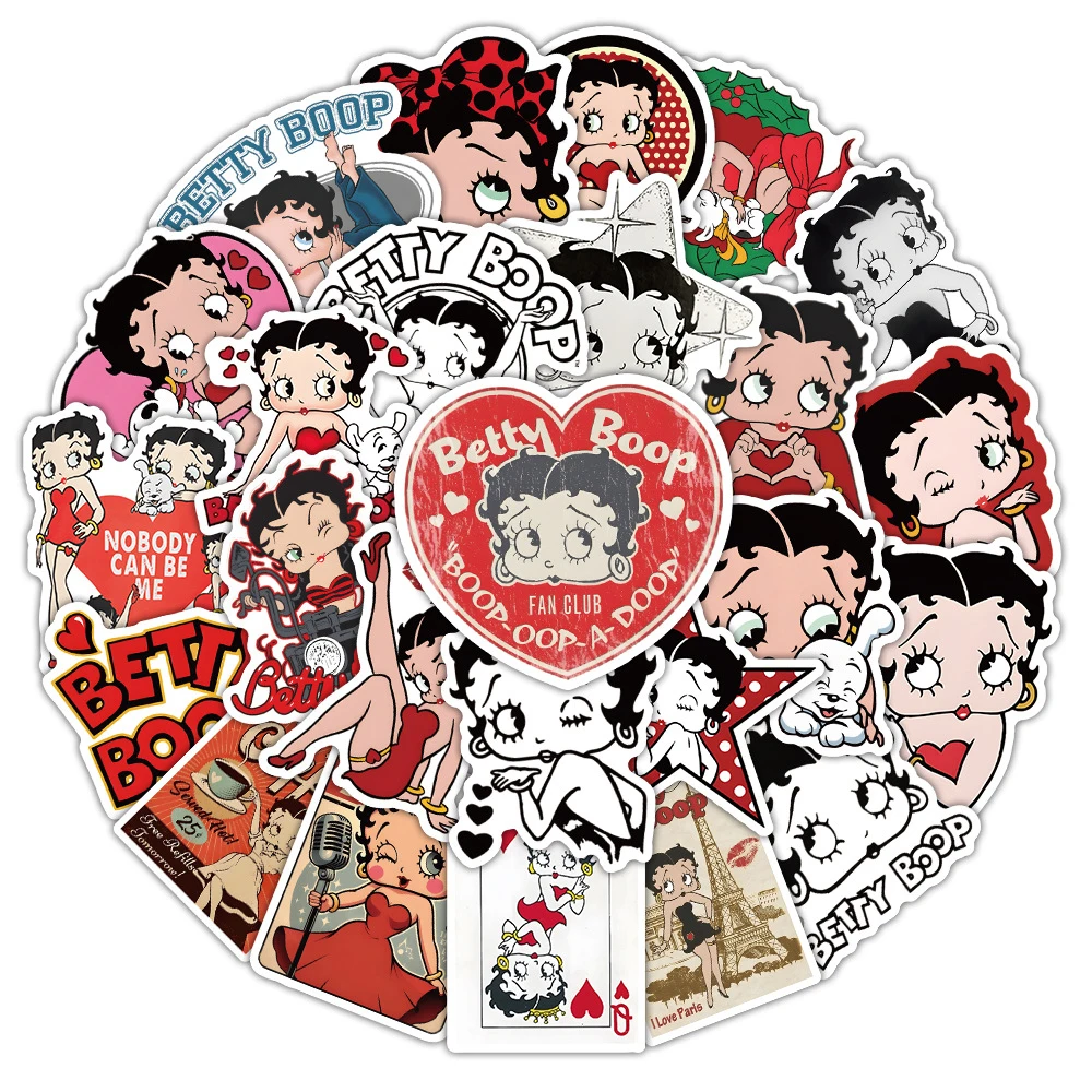 10/30/50PCS Cute Cartoon Betty Boop Stickers Kawaii Girls Decals Waterproof Graffiti Notebook Phone Laptop Kawaii Sticker Toys