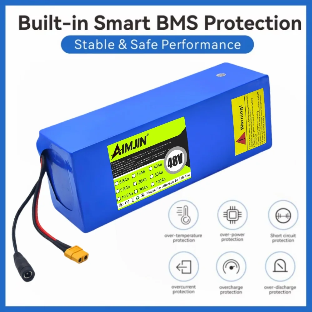13S4P Lithium Battery 48V 15AH 18650 500W-1000W Battery for Various Electronic Devices and Transportation Equipment+charger