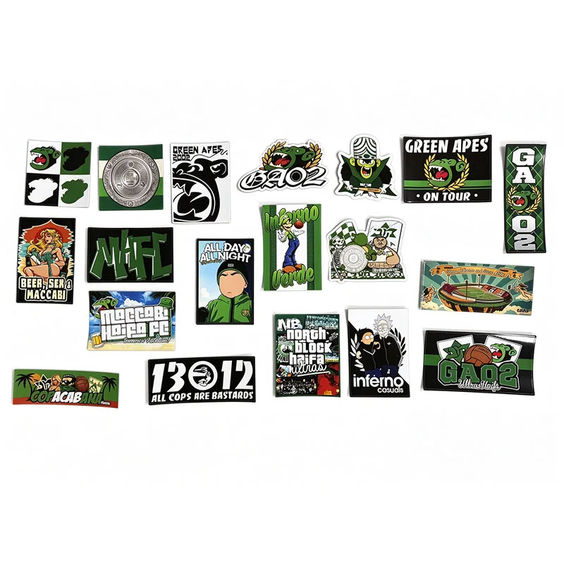 19 Type Sticers Maccabi 1913 Green Apes On Tour Monkey MHFC Haifa Stikers for Bag Cup Wall Fridge Group 14