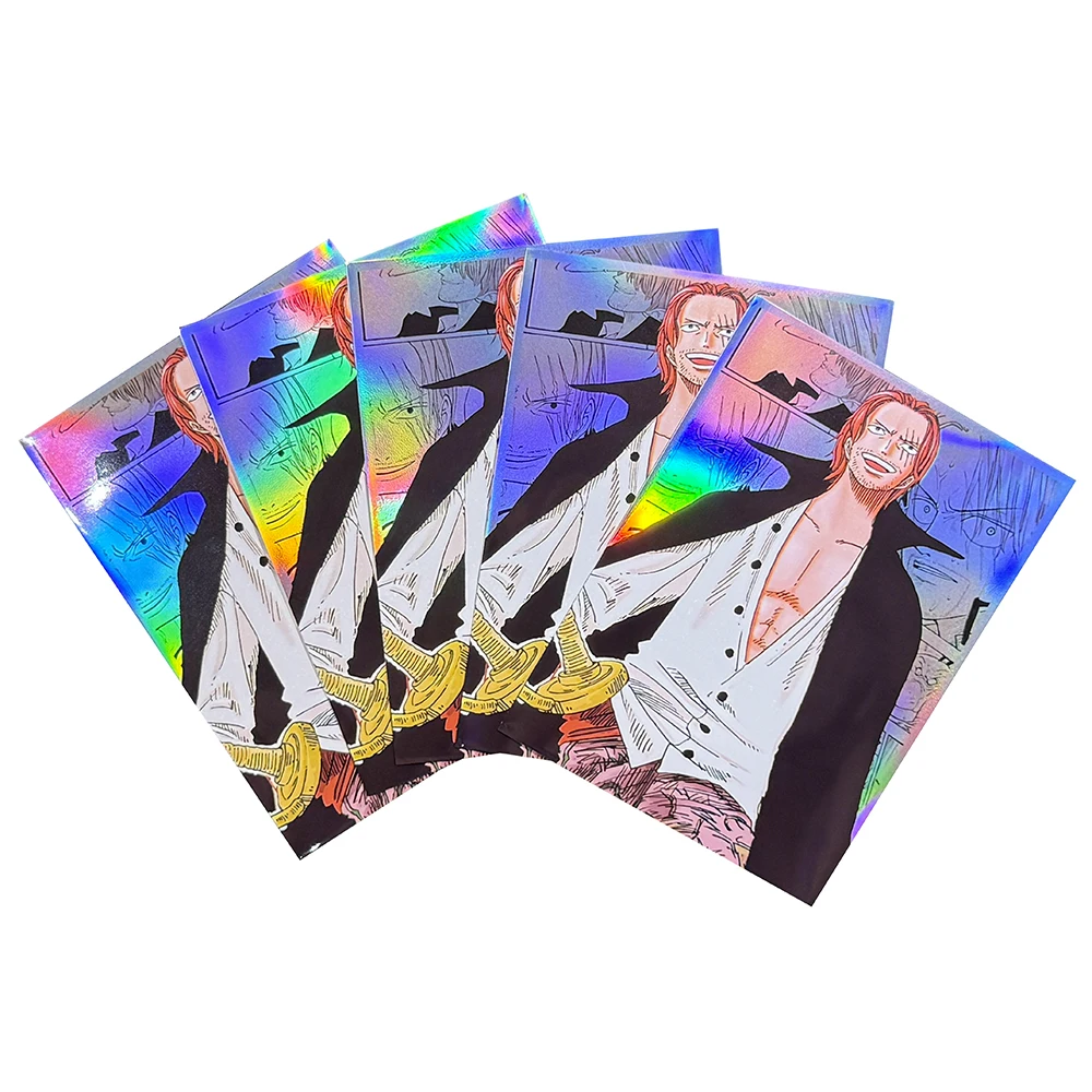 OPCG Shanks Card Sleeves Holographic MTG/TCG Size Anime Trading Card Protectors for 67x92mm Standard Size Foil Pocket