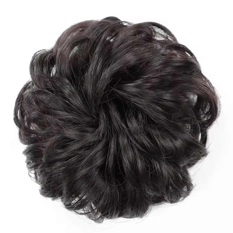 Azqueen Synthetic Messy Bun Chignon Donut Gary Brown Color Hair Bun Pad Elastic Hair Rope Rubber Band Hair Extensions - Image 32