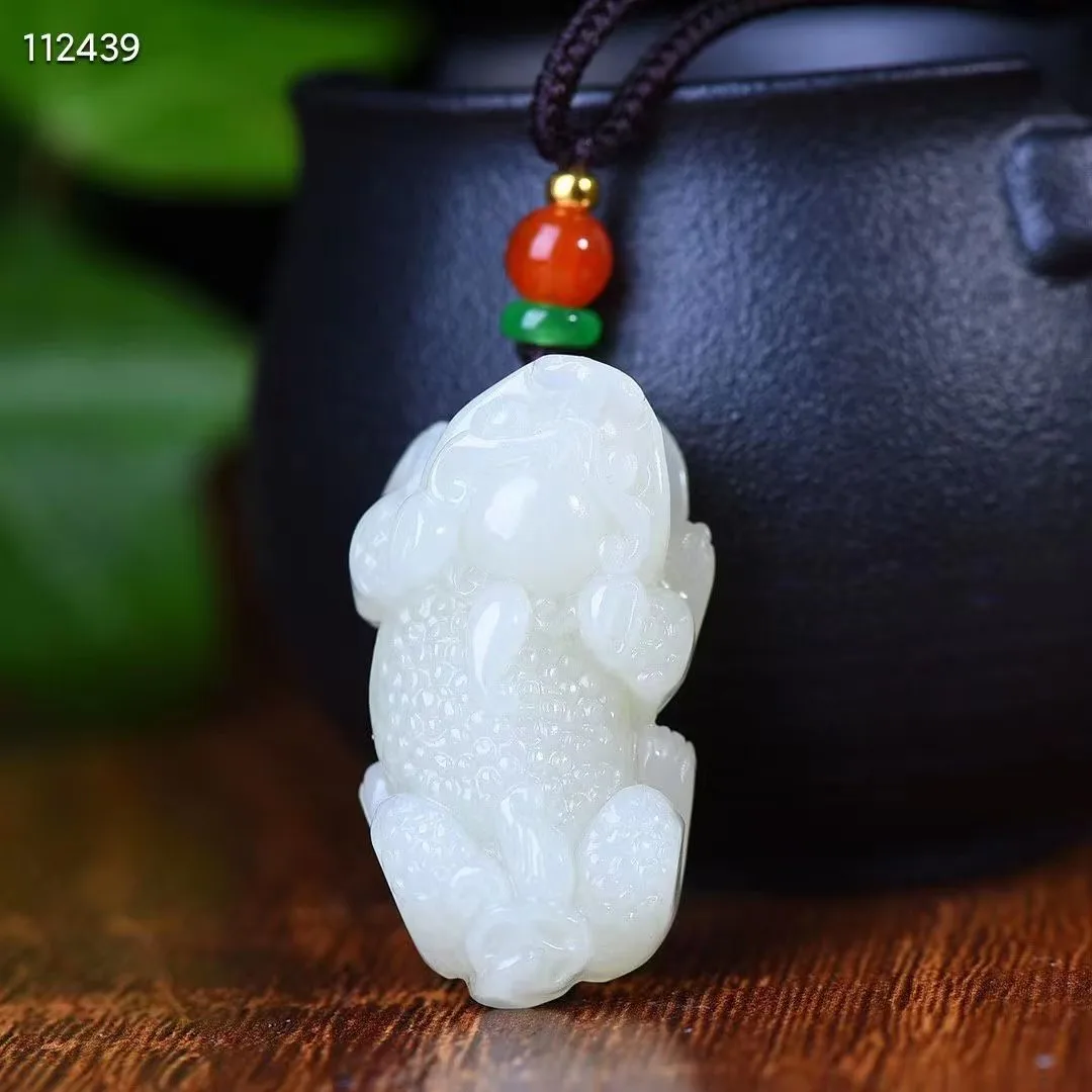 

Natural 100%real white hetian jade carve brave troops jade pendant Attracting Wealth necklace jewellery for men women gifts luck