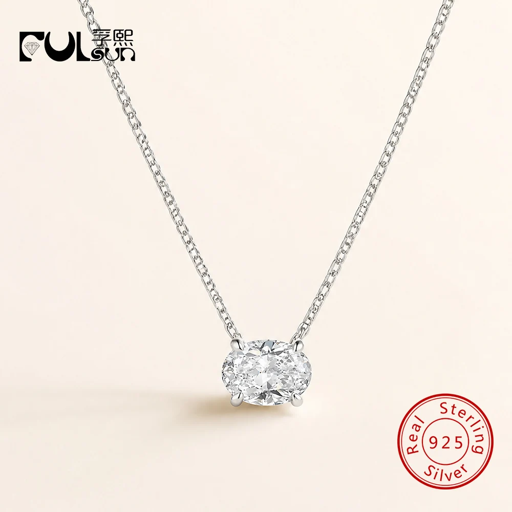 Collar con colgante de plata de ley 925 con moissanita de corte ovalado, para mujer, con certificado GRA, delicada cadena, joya ideal para regalar.