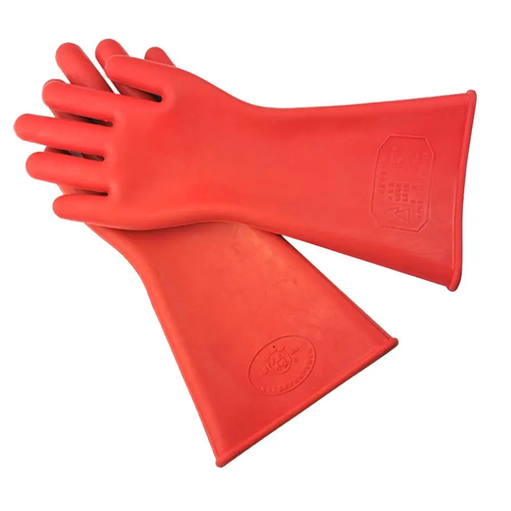 

Red Electrician Insulating Gloves Rubber Withstanding Voltage 220V Insulation Mittens Anti-Electricity Waterproof