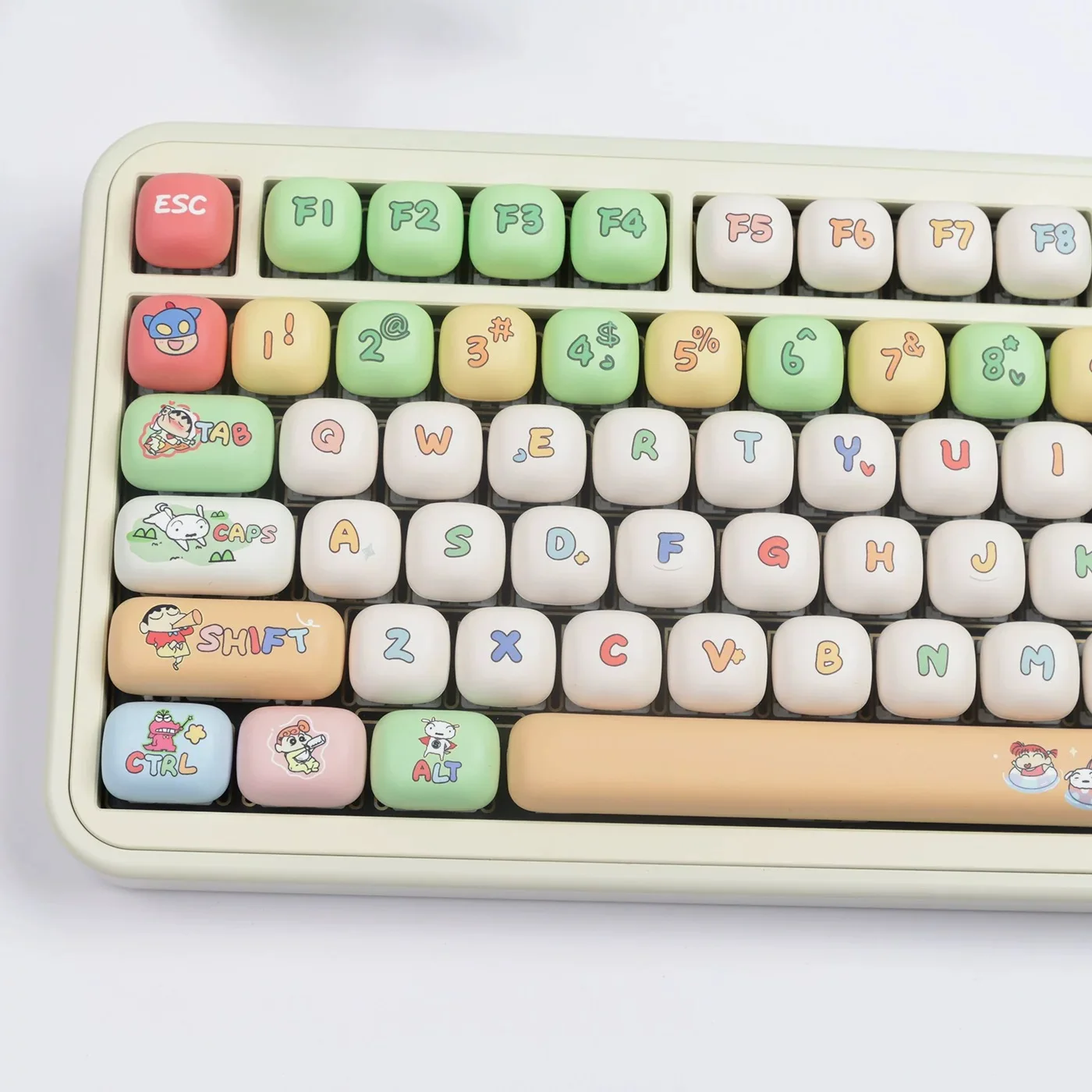 MOG/MOA Keycaps Big Set PBT Dye Sub Anime Key cap Crayon for Mechanical Keyboard Animation Surrounding Cute Keycaps Girl Gift