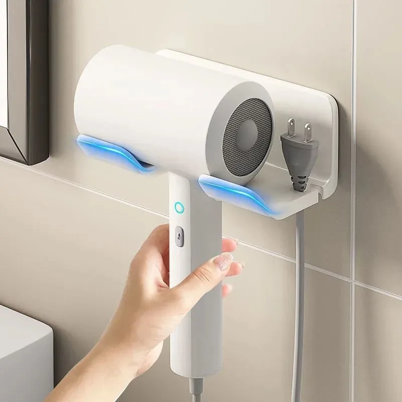 Держатель для фена Настенная полка для ванной комнаты без сверления Пластиковая подставка для фена с ящиком для хранения Полка-держатель для унитаза