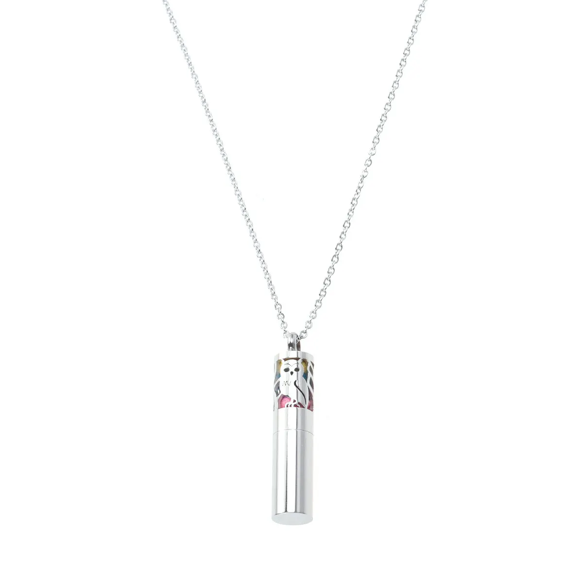 Essential Oil Diffuser Necklace Hollow Cylindrical Pattern Aromatherapy Diffuser Locket Pendants with 8 Color Refill Pads and a