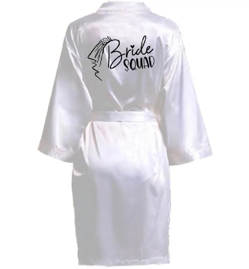 Team Bride Robe With Black Letters Bride Squad Wedding Party Kimono Satin Pajamas Bridesmaid Bathrobe Party Bridesmaid Robes