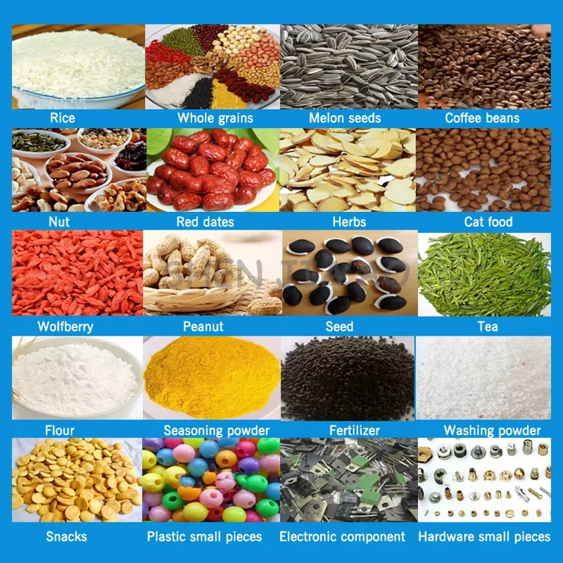 Máquina de enchimento quantitativa de escala dupla, 20-1000g, milheto granular vertical, máquina de embalagem, grânulos/grãos mistos/pó